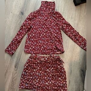 Cooper Key girls 2 pc set - corduroy skort and turtle neck long sleeved outfit M